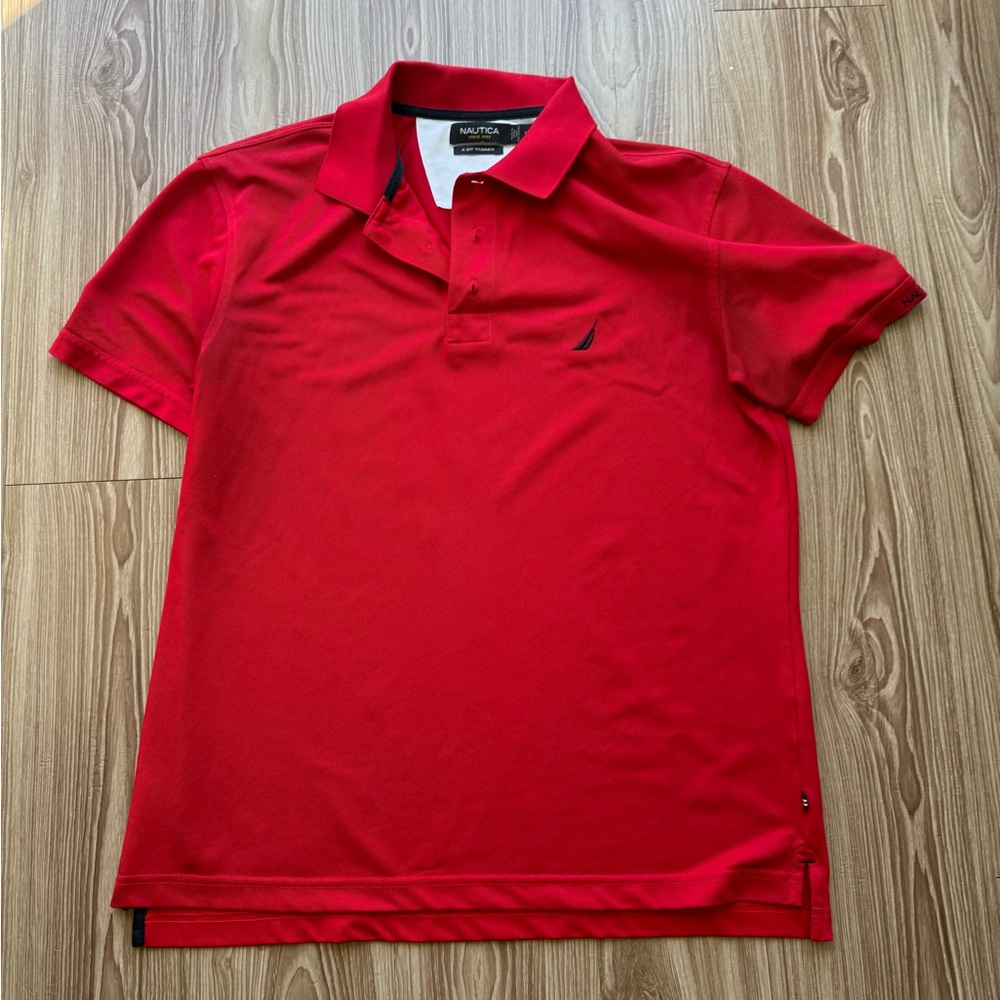 Nautica Men's Red Polo Shirt - Size Medium